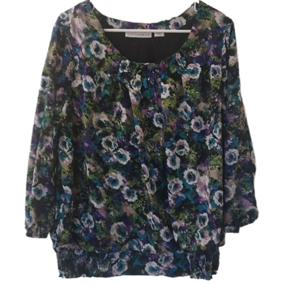 Sag Harbor XL floral longsleeve top NWOT